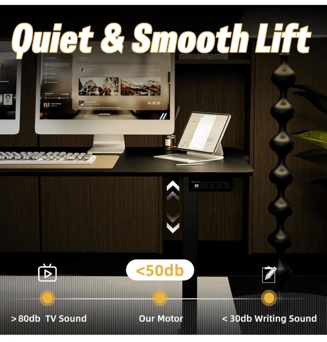 Electric Standing Desk 140x60cm (55.1"x23.6"), Hei - Image 2