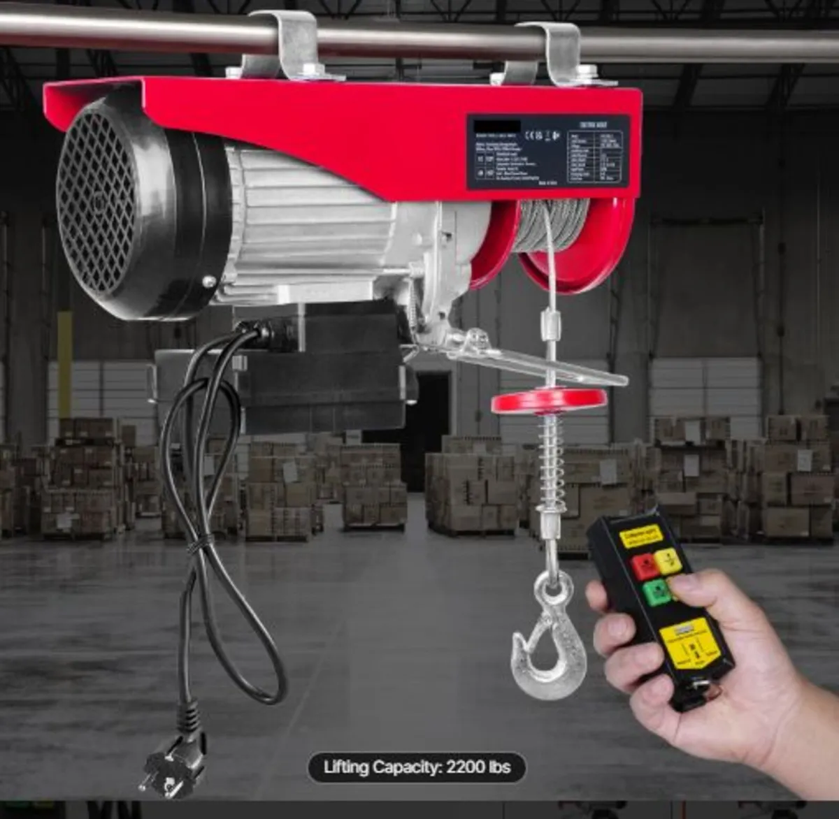 Electric Hoist 2200 lb Electric Winch Wire Rope - Image 2