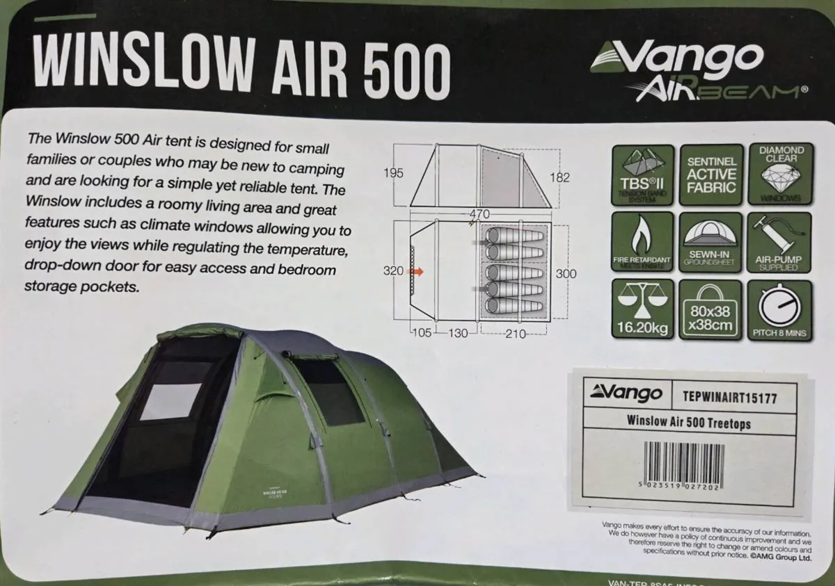 Vango AirBeam Winslow Air 500 Tent - Image 2