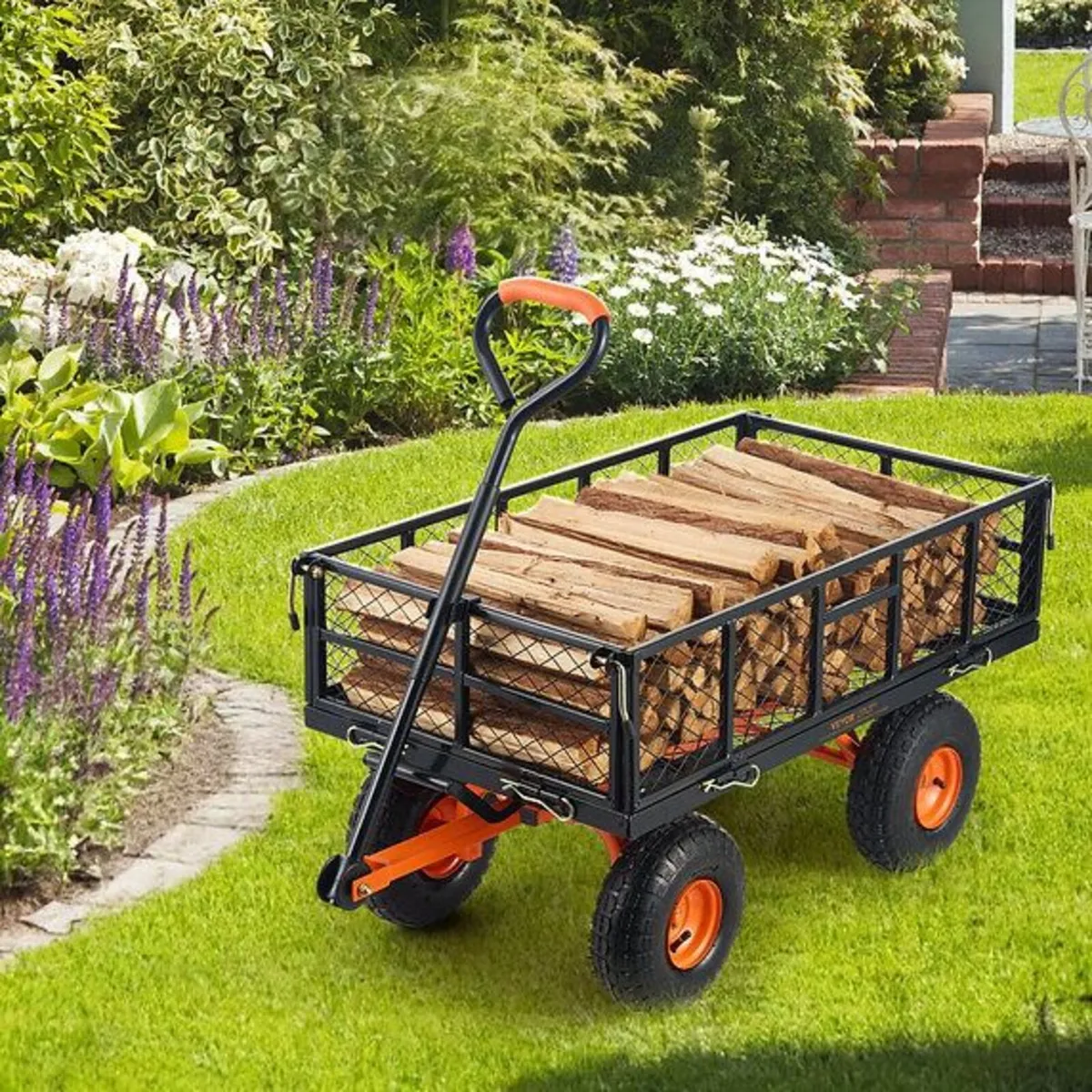Garden Dump Cart Heavy-duty Metal Yard Carts and W - Image 2