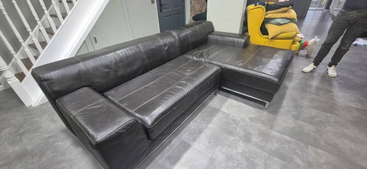 Leather Corner Sofa / Chaise – Good Condition - Image 2
