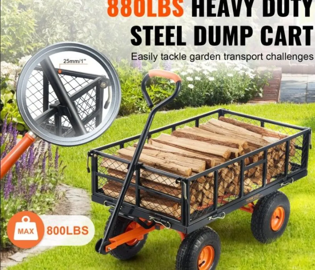 Heavy Duty Garden Dump Cart 880 lb Capacity Yard W - Image 4