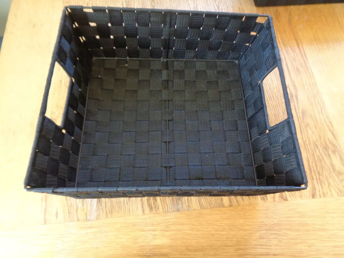 Black Woven Baskets x 2 for Sale - Image 3