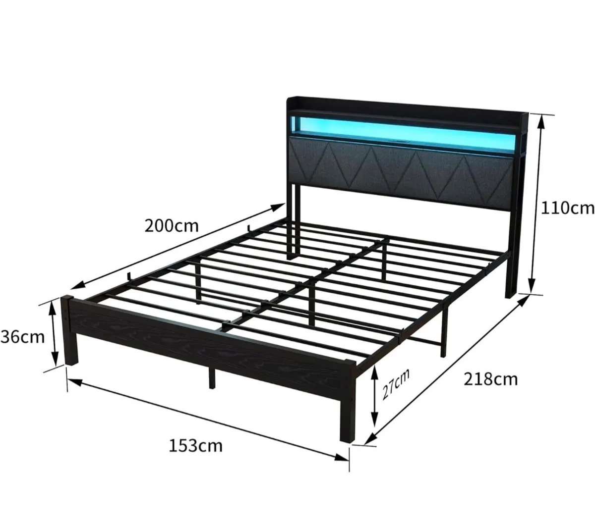 King Size Bed Frames with 5ft Upholstered Wooden T - Image 2
