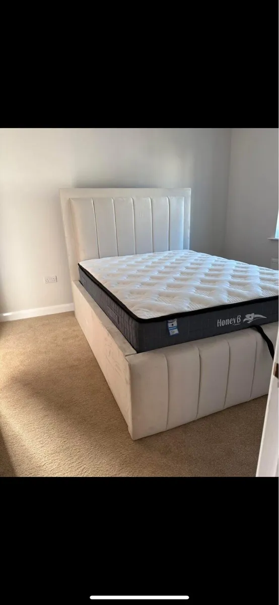 Cream Velvet Double Bed Frame - Image 1