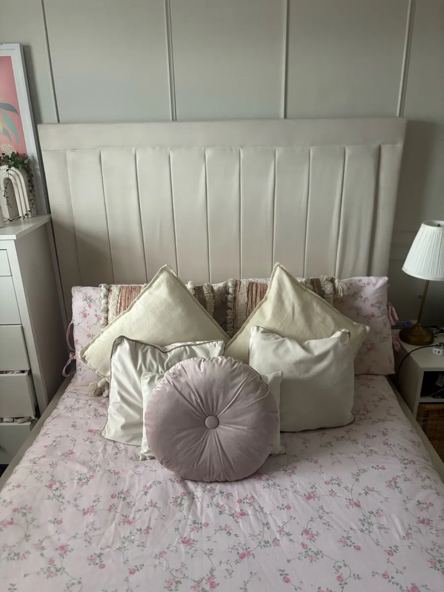 Cream Velvet Double Bed Frame - Image 2