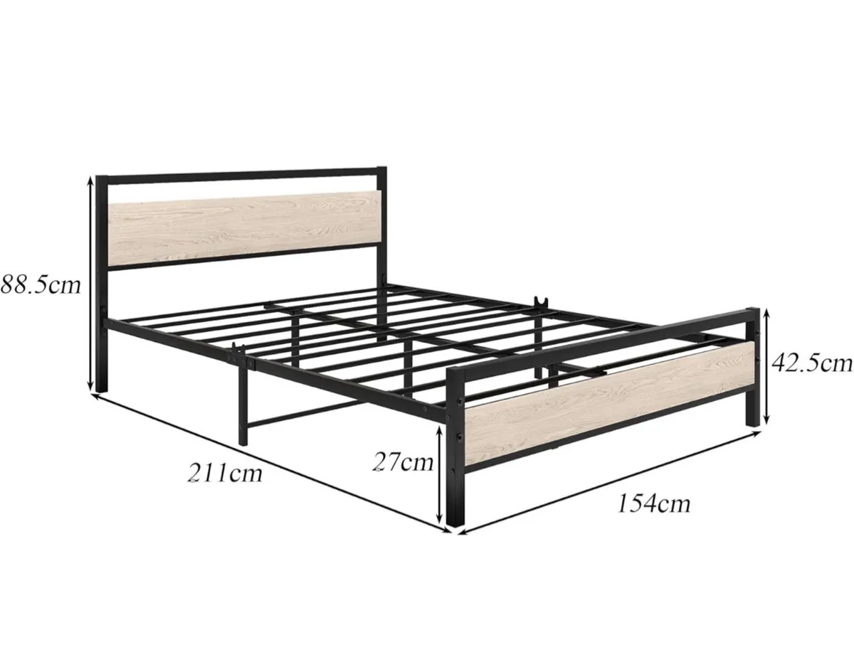 5ft King Bed Frame with Wooden Headboard - Image 4