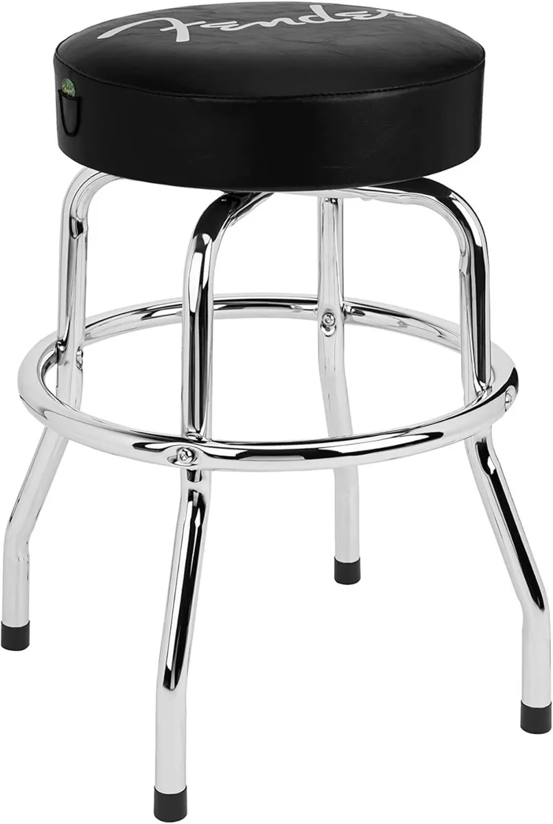 Spaghetti Logo Pick Pouch Barstool 24 Inch Black - Image 1