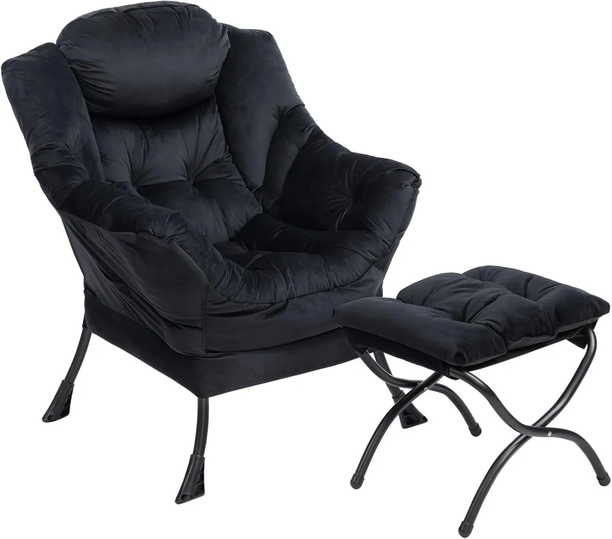 Armchair With Footstool for Living Room - Velvet - Image 1