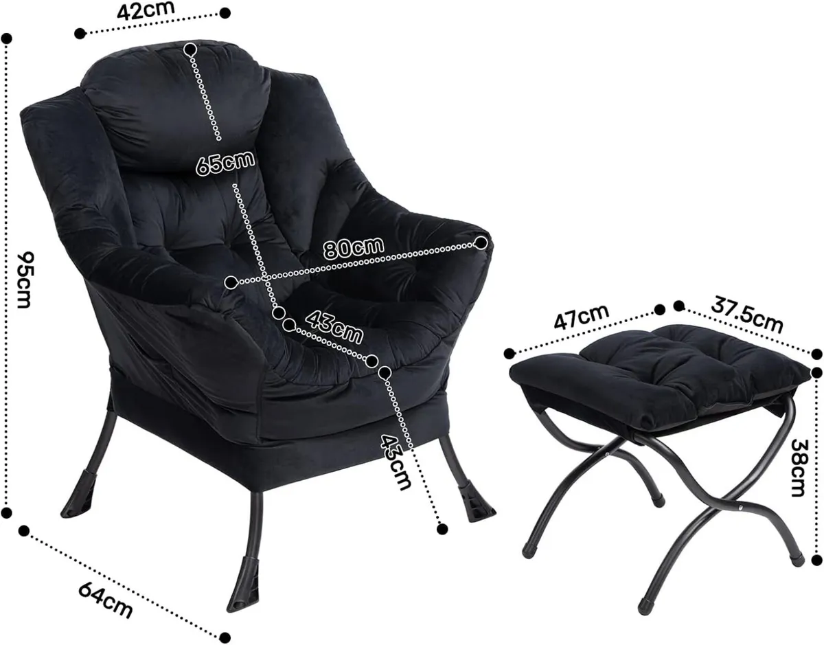 Armchair With Footstool for Living Room - Velvet - Image 3