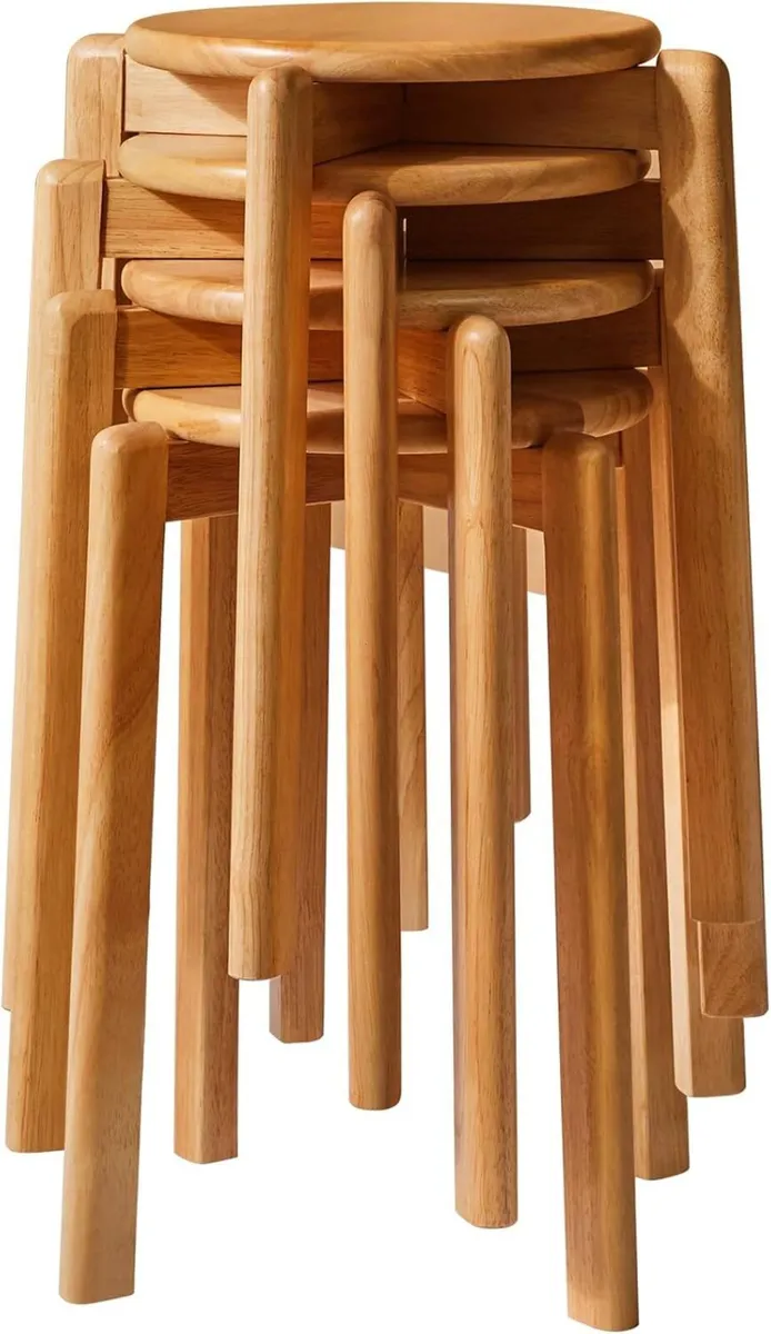 4pcs Solid Wood Round Stool Shoes change Dressing - Image 1