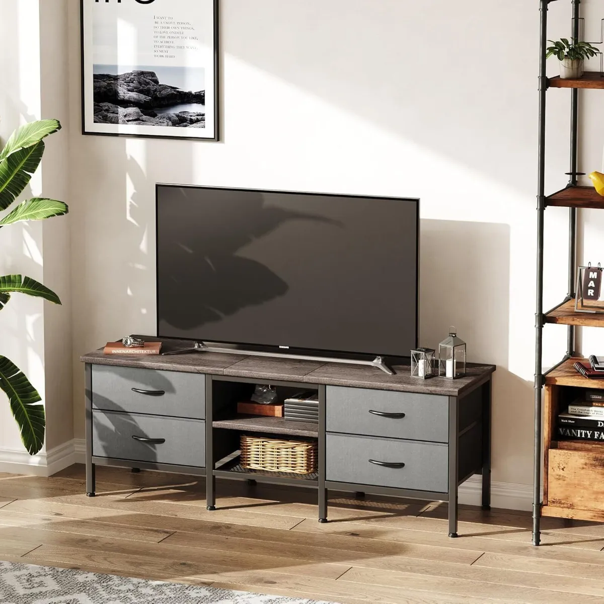 TV Stand with Storage Table 55 Inch Drawers for - Image 2