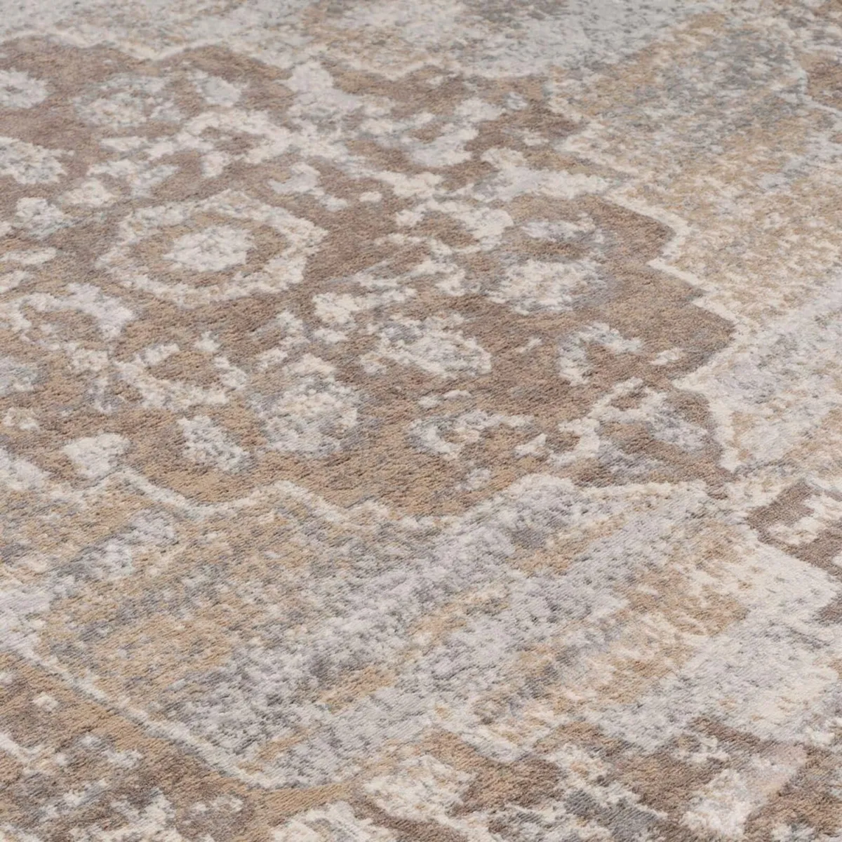 Grey Beige Medallion Modern Dining Room Area Rug - Image 3