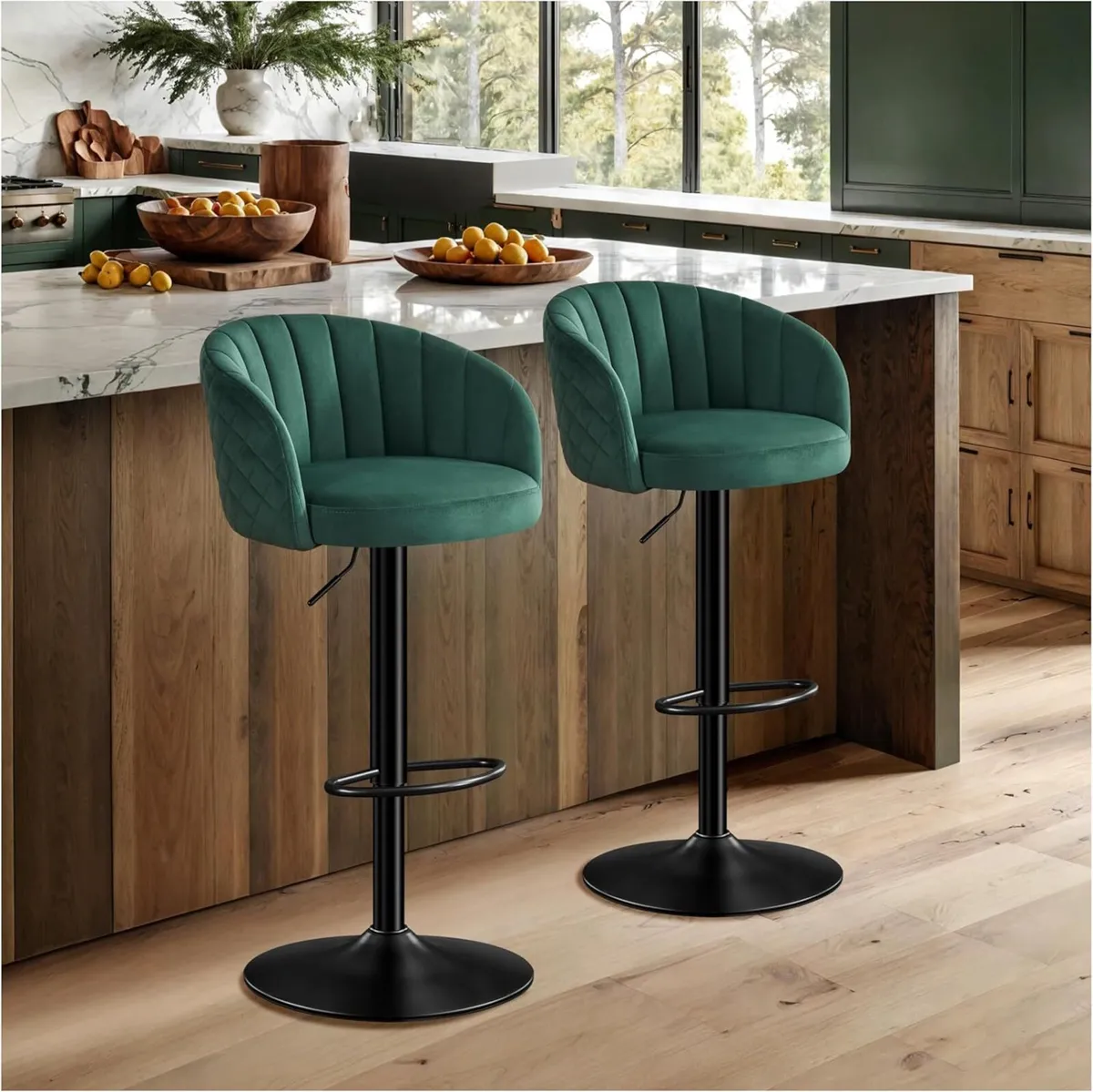 Breakfast Bar Stools Set of 2 with Backs and Arms - Image 1