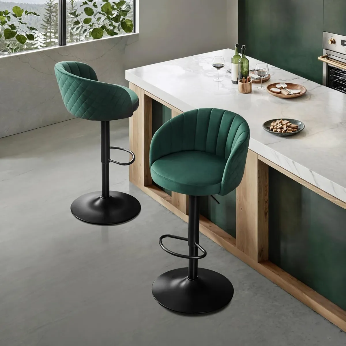 Breakfast Bar Stools Set of 2 with Backs and Arms - Image 3