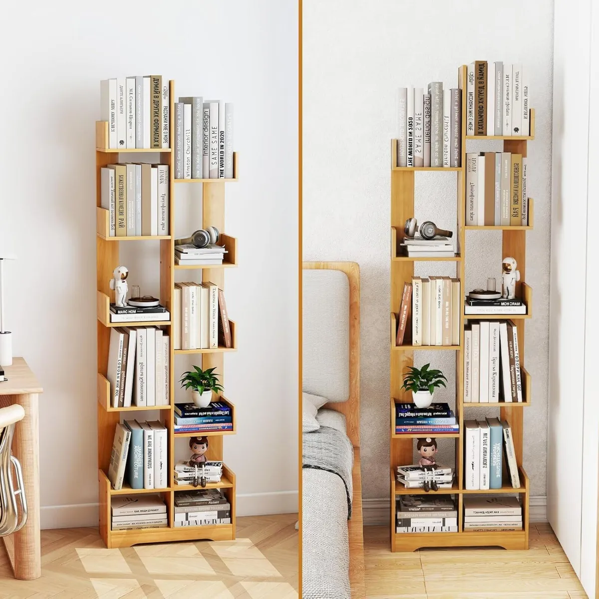 10 Tier Tree Bookshelf Wooden Book Display Shelf - Image 4