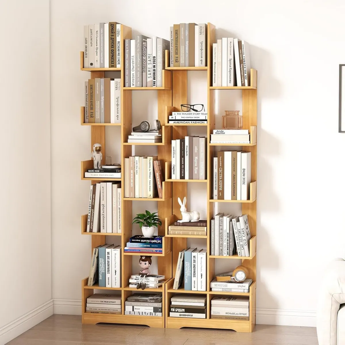 10 Tier Tree Bookshelf Wooden Book Display Shelf - Image 2