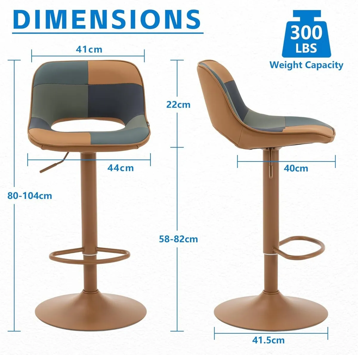 Bar Stools Set of 2 Boho Colorful Patchwork - Image 2