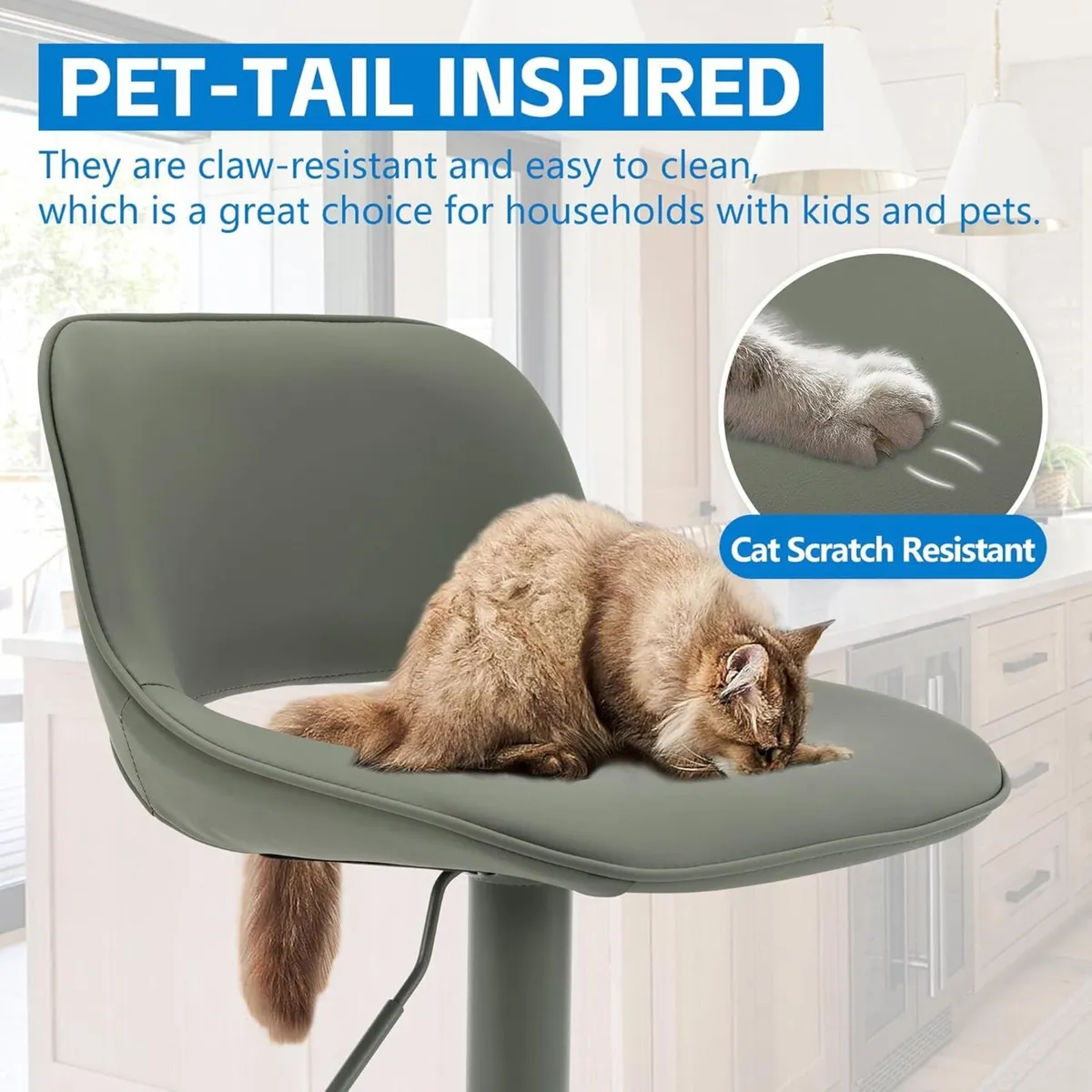 Bar Stool Set of 2 Modern Swivel Adjustable - Image 3