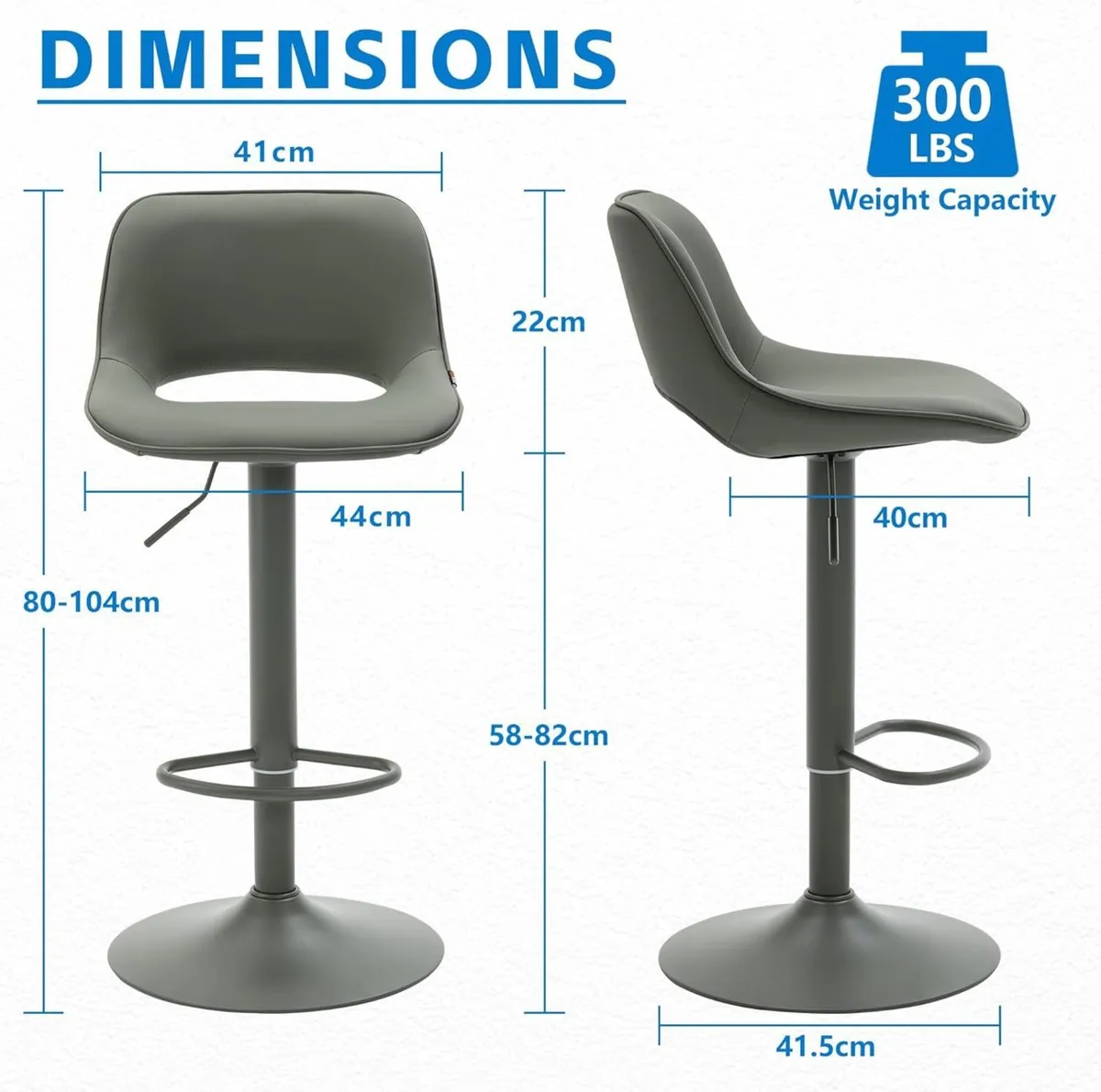 Bar Stool Set of 2 Modern Swivel Adjustable - Image 2