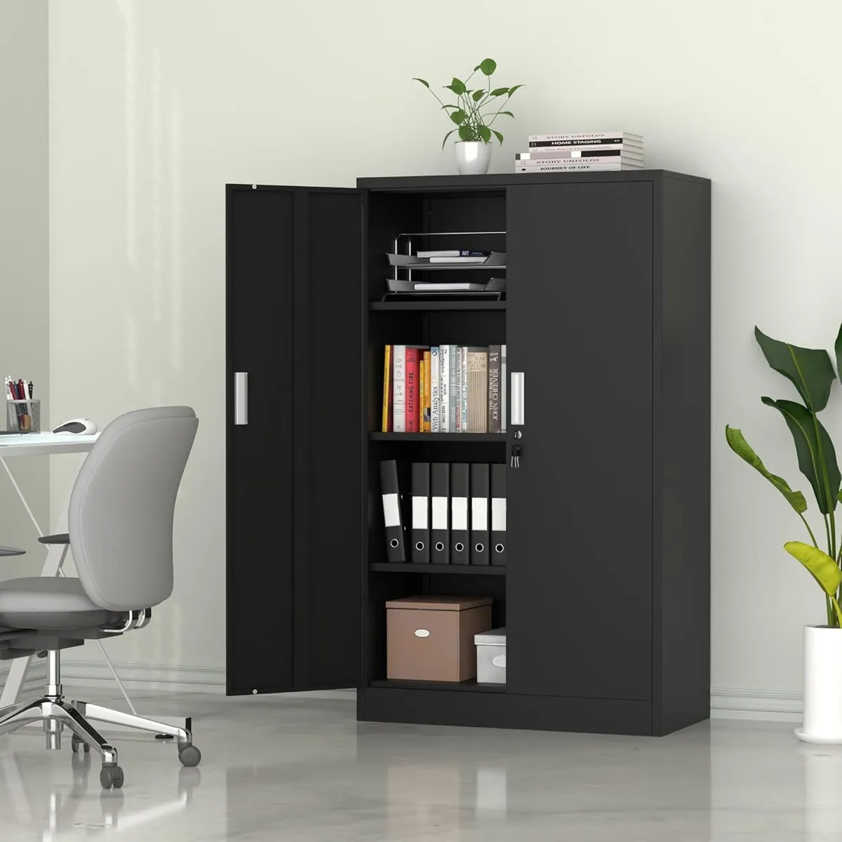 Metal Storage Cupboard with Locking Doors and 3 - Image 4