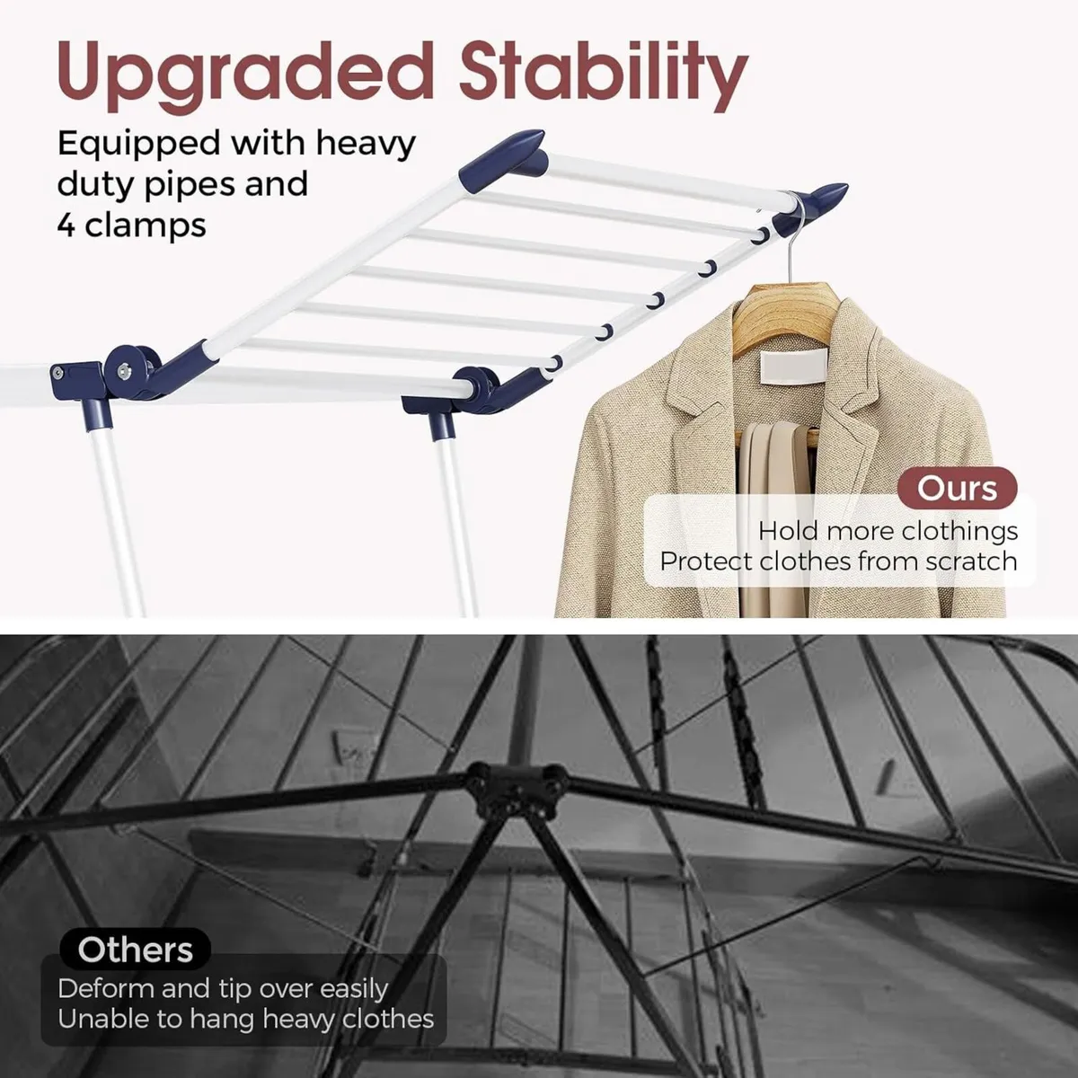 Clothes Airer Winged Drying Rack Foldable Laundry - Image 3
