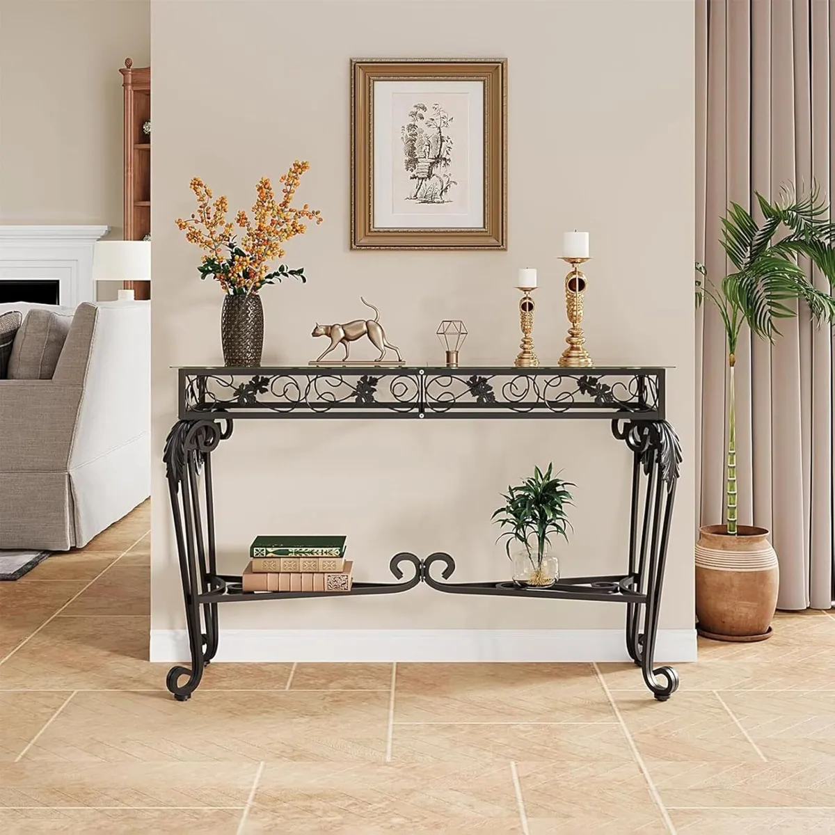 Console Table 47.2 Tempered Glass Sofa Tables - Image 2
