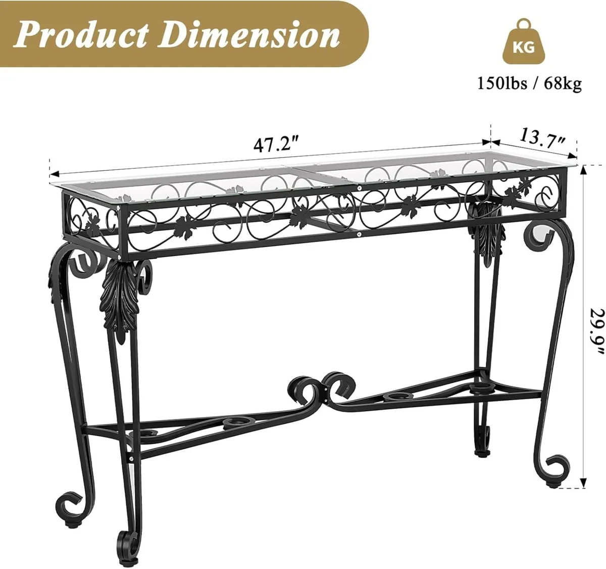 Console Table 47.2 Tempered Glass Sofa Tables - Image 3