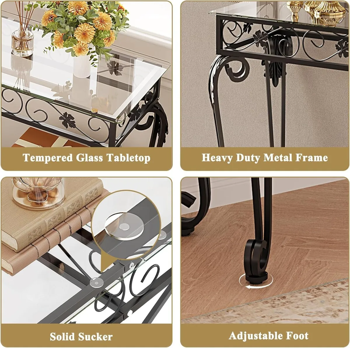 Console Table 47.2 Tempered Glass Sofa Tables - Image 4