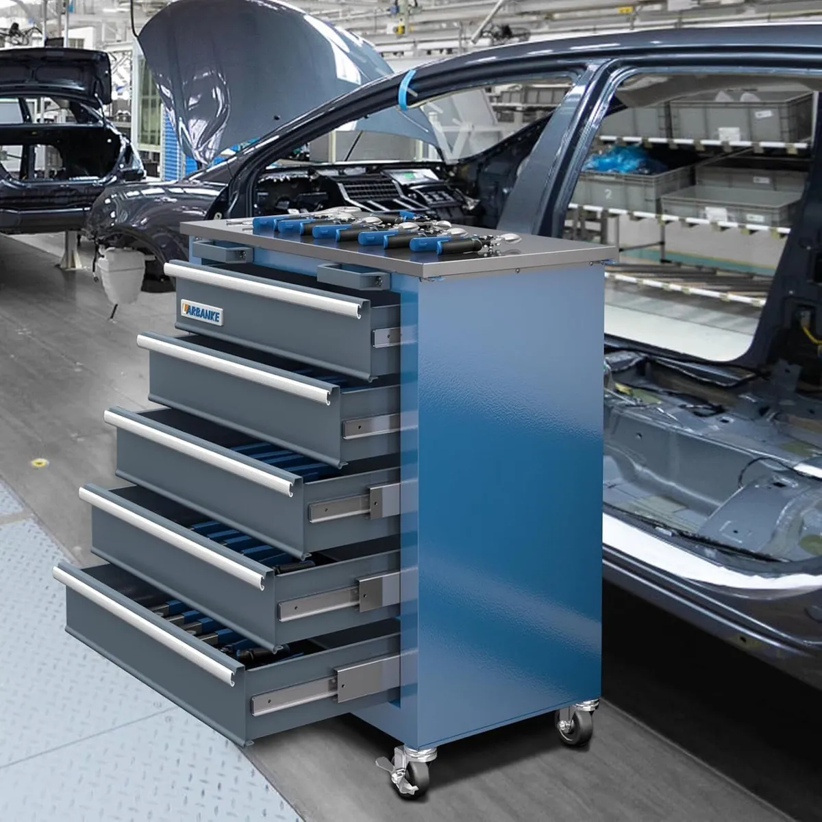 5-Drawer Rolling Tool Chest with Wheels and Foot - Image 2
