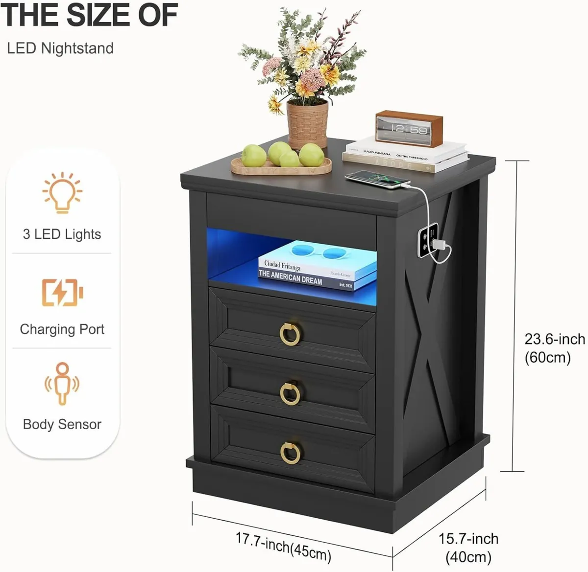 Smart Bedside Table with Hidden Drawer and - Image 2