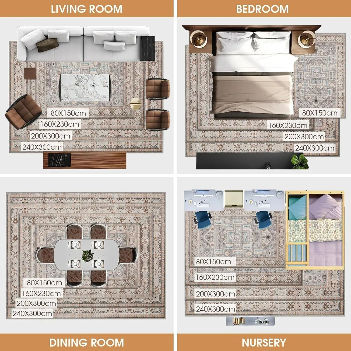 Rugs Living Room 200x300cm Short Pile Soft Area - Image 3