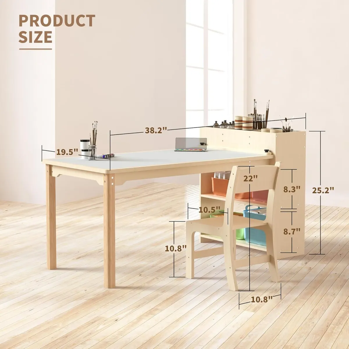 Children’s Wooden Desk and Chair Set – Birch - Image 3