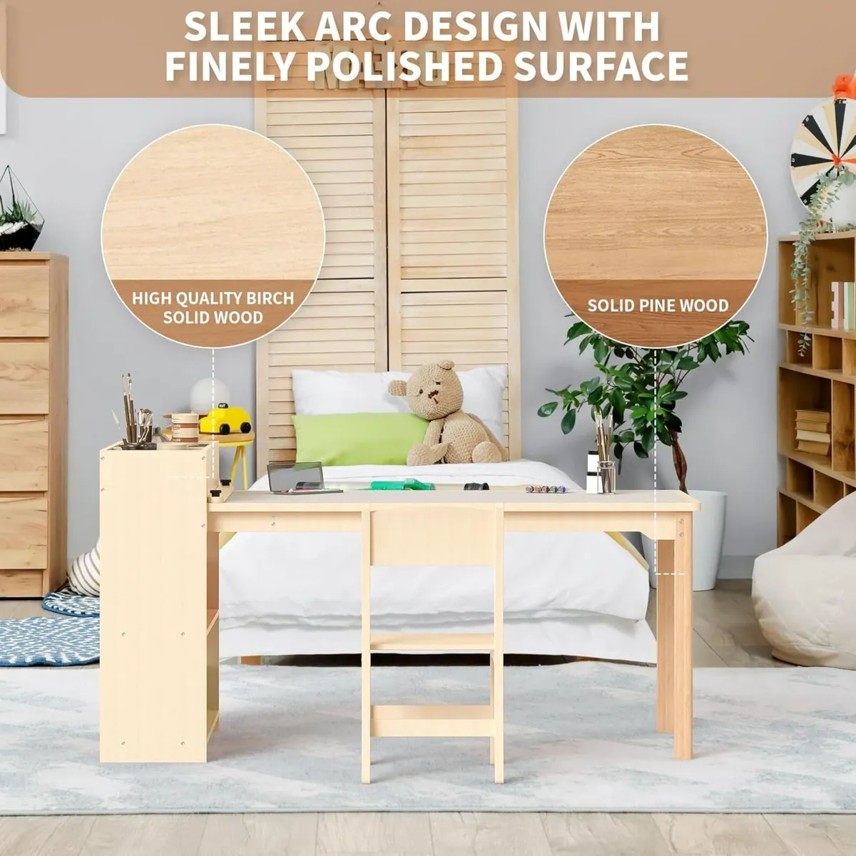 Children’s Wooden Desk and Chair Set – Birch - Image 4