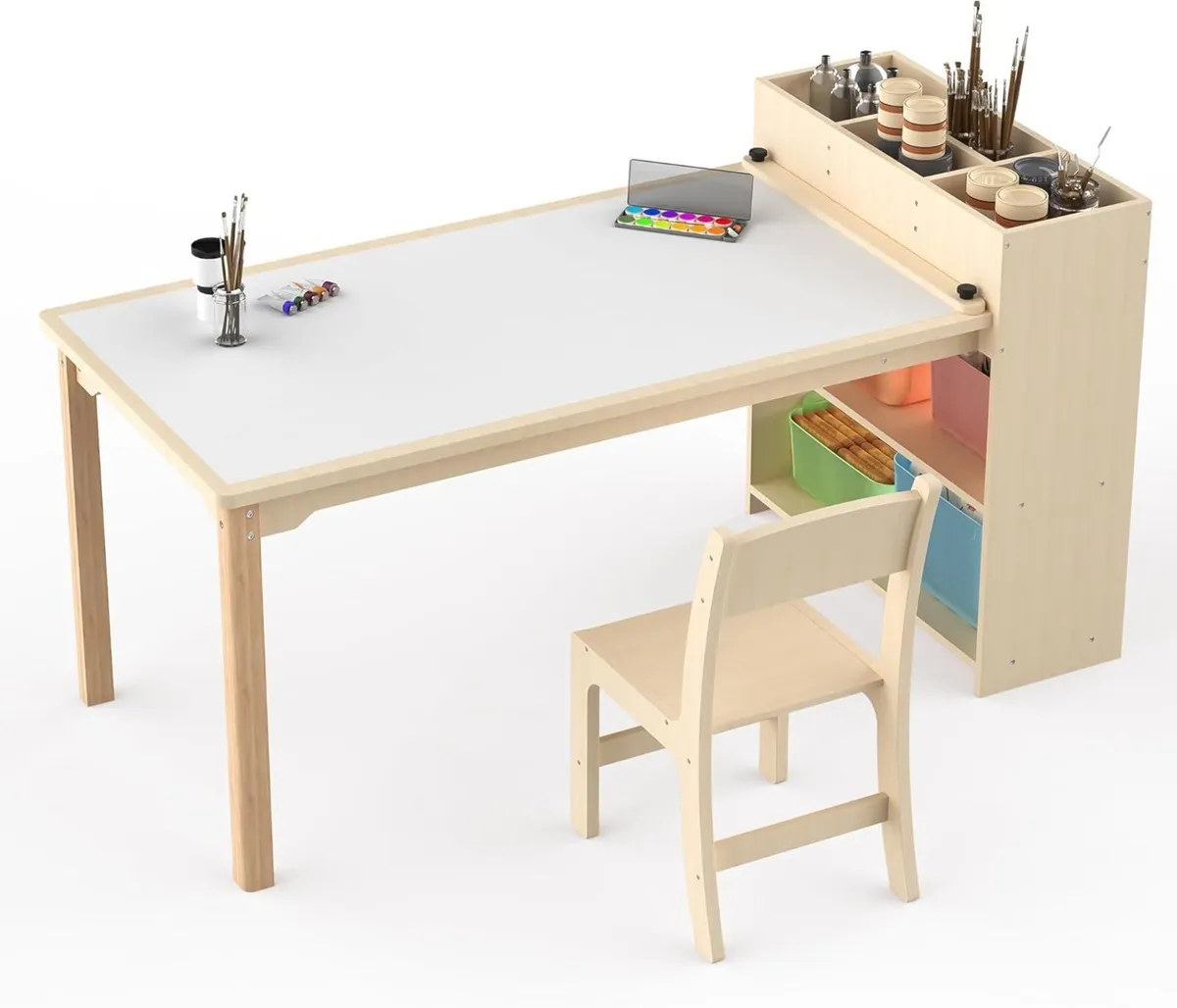 Children’s Wooden Desk and Chair Set – Birch - Image 1