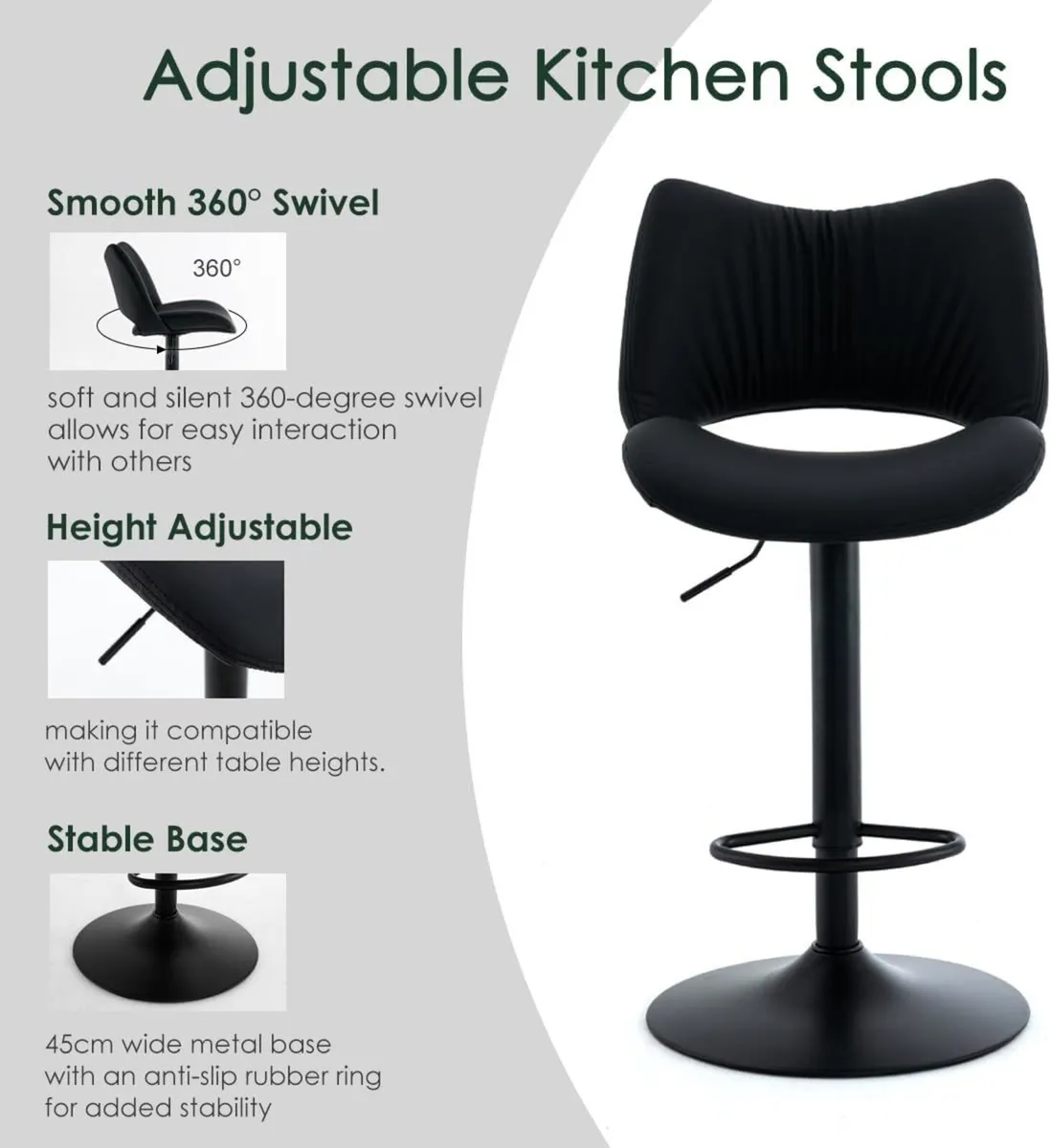 Kitchen Bar Stools Adjustable Swivel Counter - Image 4
