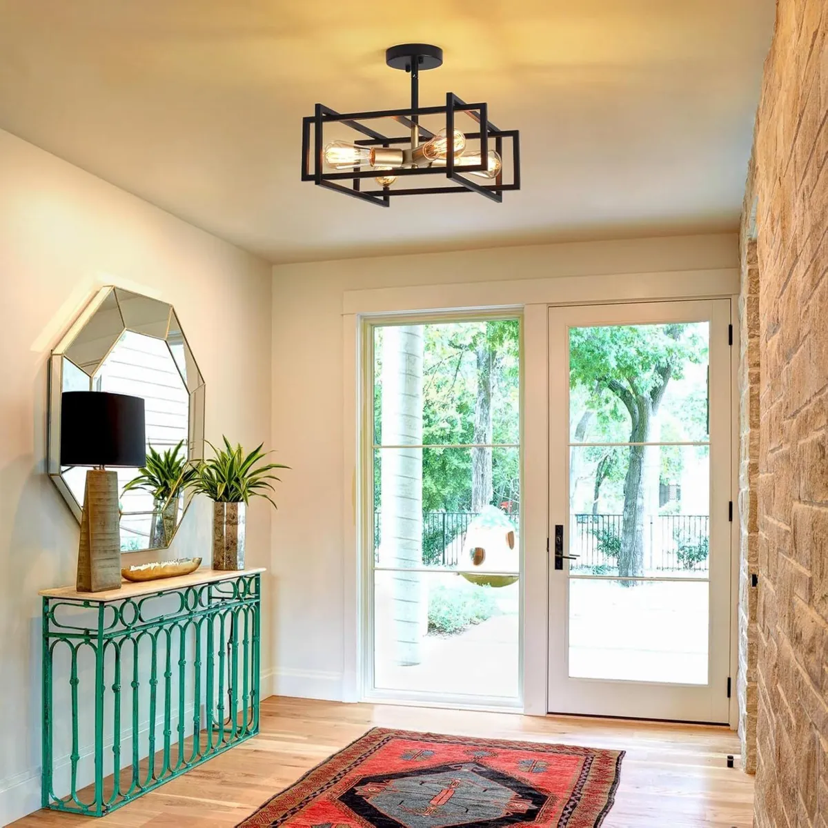 Black Ceiling Light Living Room 4 Lights Industria - Image 2
