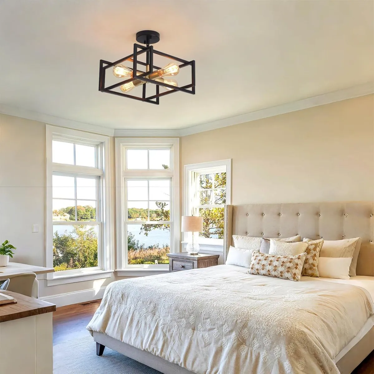 Black Ceiling Light Living Room 4 Lights Industria - Image 4