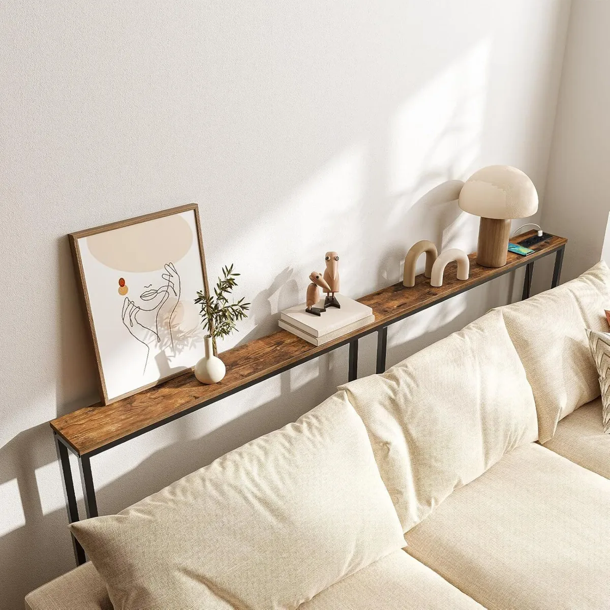 Narrow Console Table with Charging Station 200 cm - Image 4