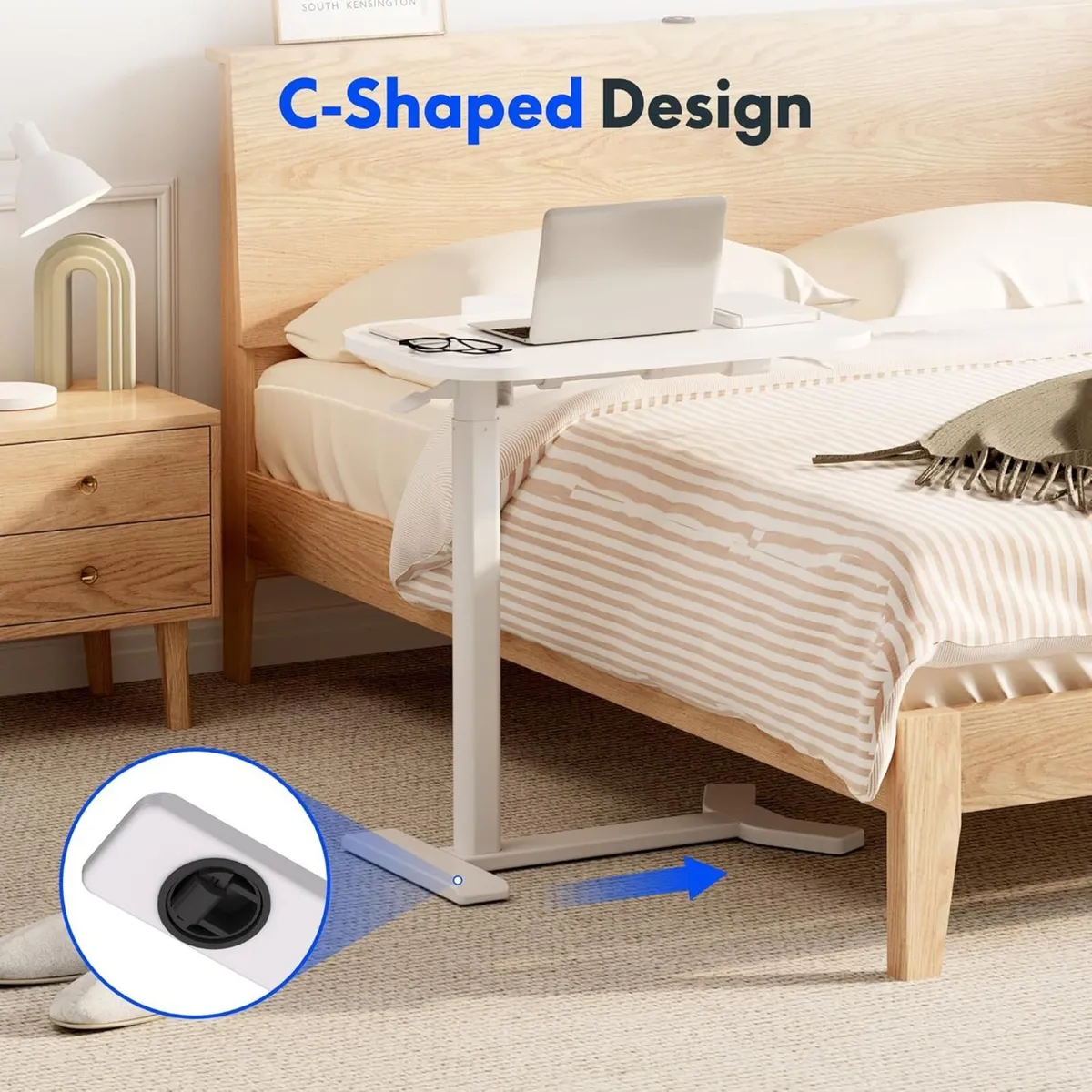 C-Shaped Side Table Height Adjustable End/Bedside - Image 3