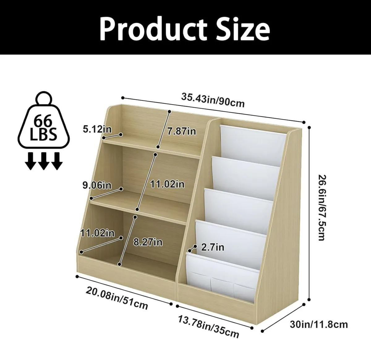 Childrens bookcase Kids Bookshelf Wooden Storage - Image 2