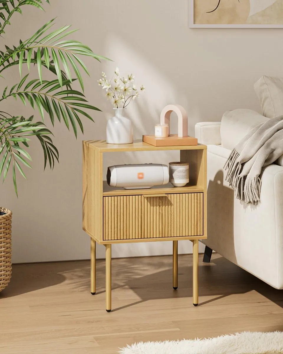 Bedside Table Small Tables with 1 Drawers Wooden - Image 4