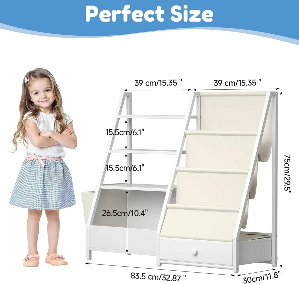 Kids Bookshelf With Toy Storage Unit Childrens - Image 2