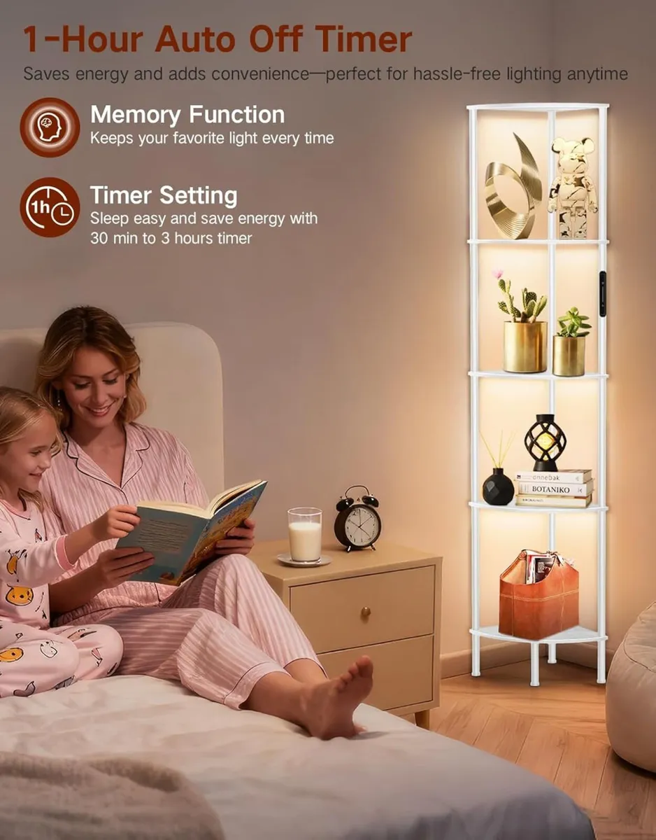 5 Tier Floor Lamp with Shelves LED Light Touch - Image 4