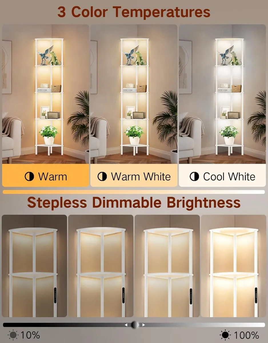 5 Tier Floor Lamp with Shelves LED Light Touch - Image 2