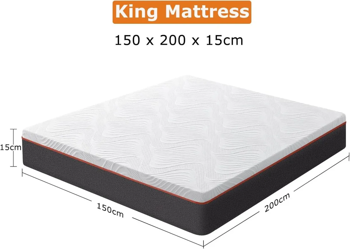 King Mattress 15cm Memory Foam Cooling Kingsize - Image 3