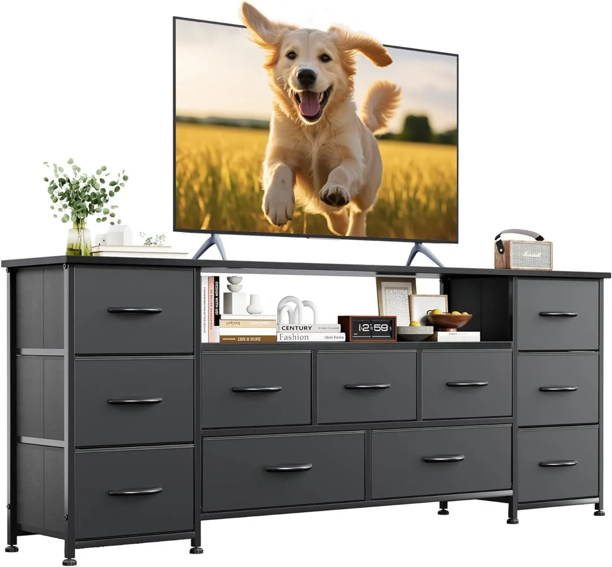 63 Tv Cabinet Dresser for Bedroom with 11 Fabric - Image 1