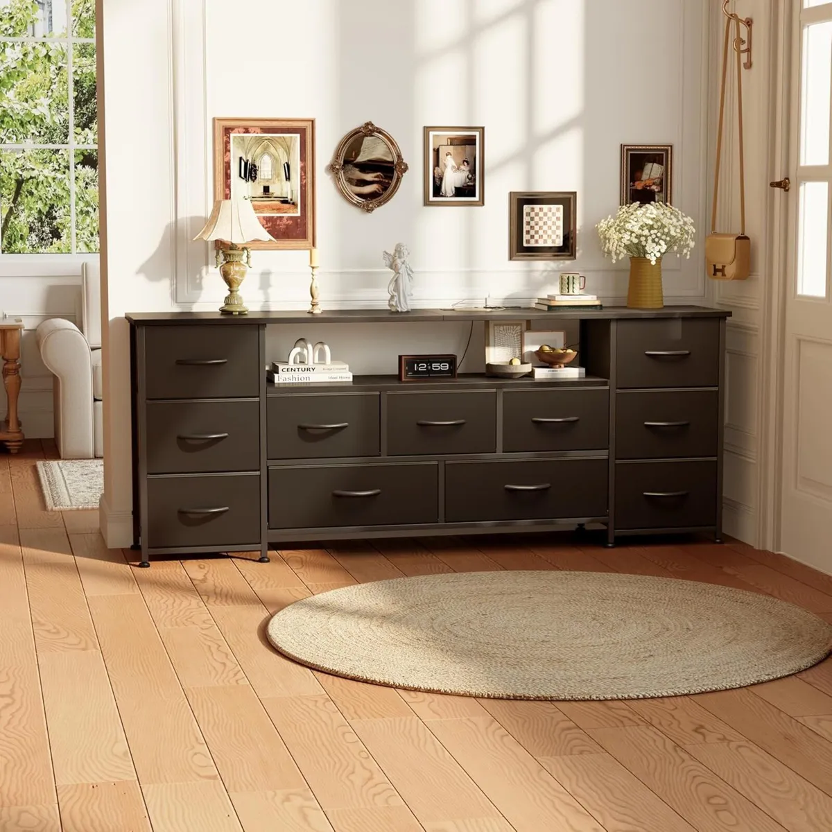 63 Tv Cabinet Dresser for Bedroom with 11 Fabric - Image 2