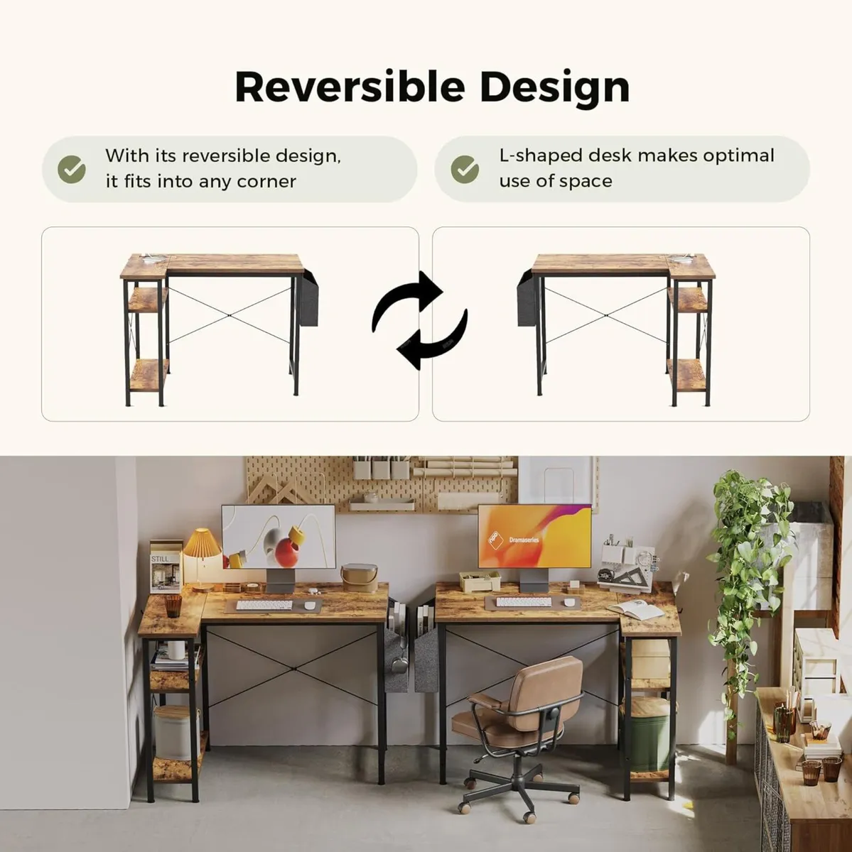 Small L Shaped Desk with Power Outlets 140x70 cm - Image 4