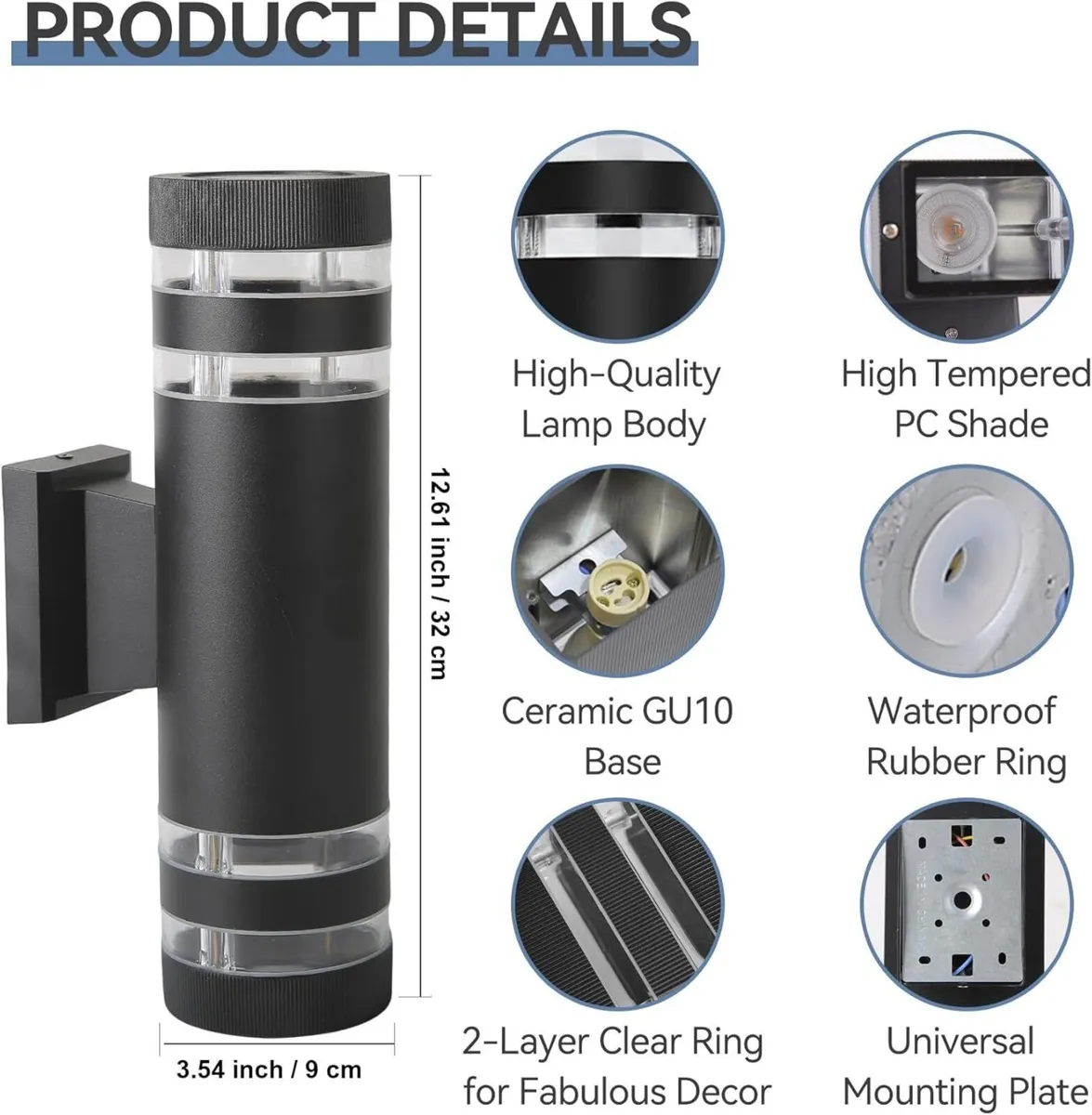 Outdoor Wall Lights Mains Powered IP44 Front Door - Image 2
